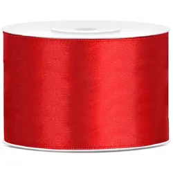 PartyDeco Satin Geschenkband rot 25m 50mm breit