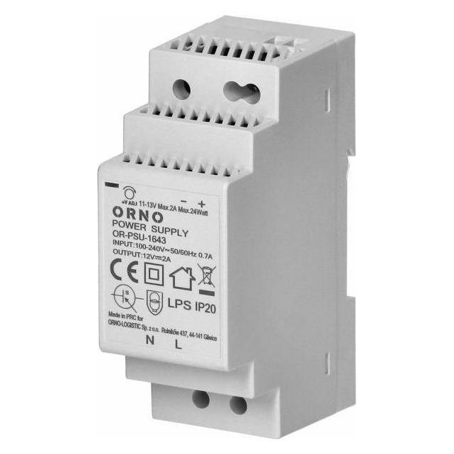 Orno DIN-Schienen-Netzteil 12 VDC, 2 A, 24 W, 2 Module breit (OR-PSU-1643)