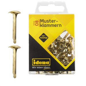 Idena Musterbeutelklammern 334031, Ø 7mm, Rundkopf, messing, Länge 20mm, 80 Stück