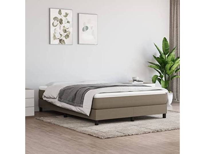 Strapazierfähiger Stoff Boxspringbettrahmen Stabiler Lattenrost Taupe Boxspringbettgestell Taupe 140x200 cm Stoff Bettgestell mit Kopfteil Stabiler Bettrahmen Ohne Matratze Schlafzimmer