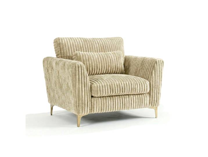 Fauteuil Islati Velours Grosses Côtes Beige
