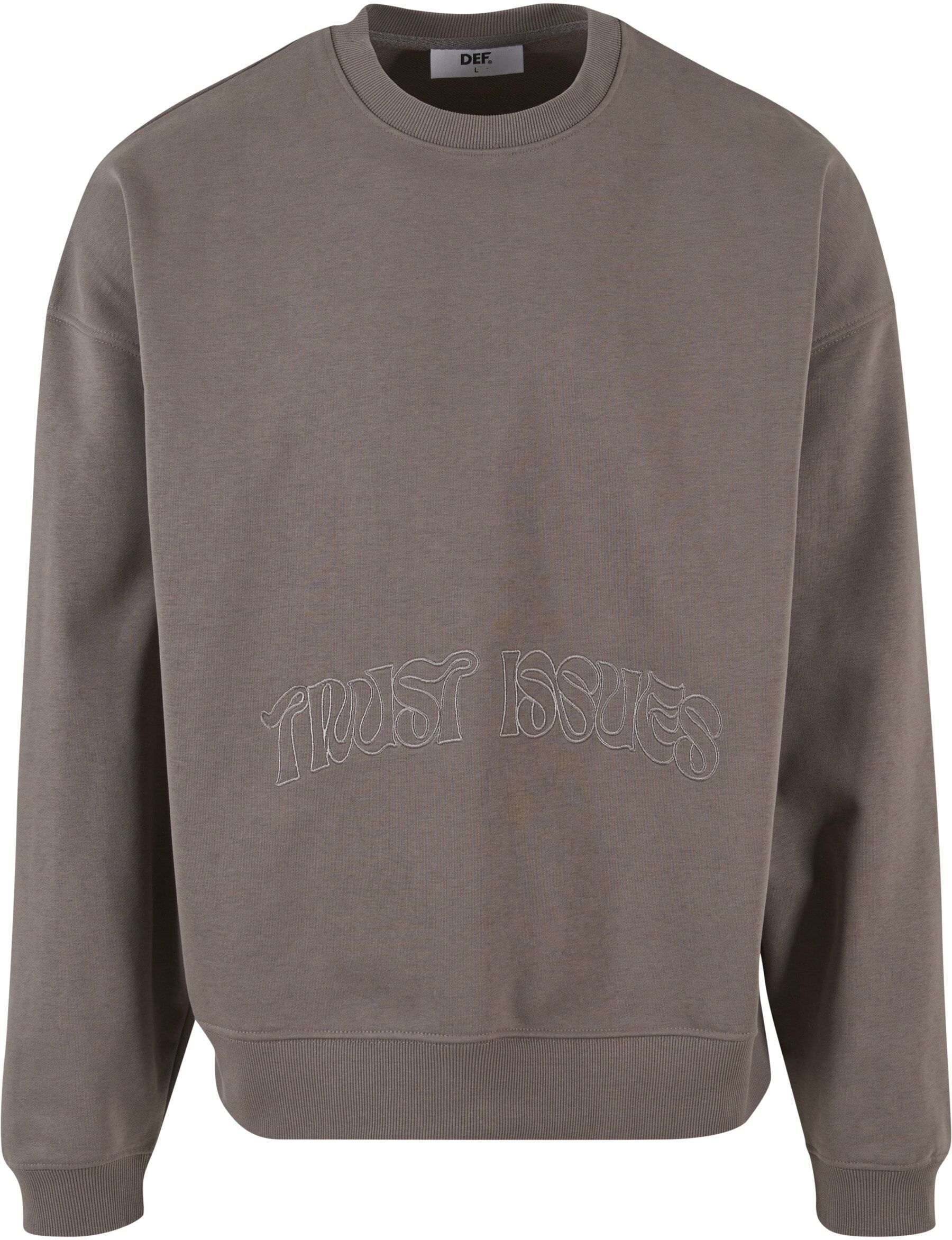 Sweater DEF "DEF DEF Trust Issues Pullover", Herren, Gr. XL, braun (tornado), 80% Baumwolle, 20% Polyester, unifarben, Rundhals, Sweatshirts Sweater