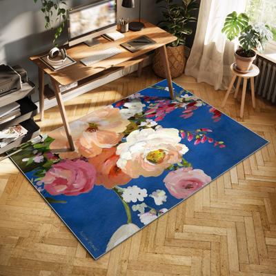 Empire Art Direct Midnight Flowers I, Hand Washable Art Area Rug, power-loomed, 100% polyester, 2mm pile, non-slip back