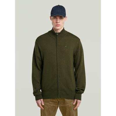 Cardigan G-STAR "Premium Core Full Zip Knit", Herren, Gr. XXL, grün (asfalt), Obermaterial: 100% Wolle, Strickjacken