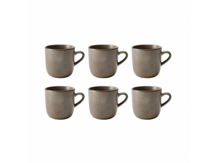 Aida Kaffeebecherset Raw, Graubraun, Keramik, 6-teilig, Geschirr, Tassen, Tassen Sets