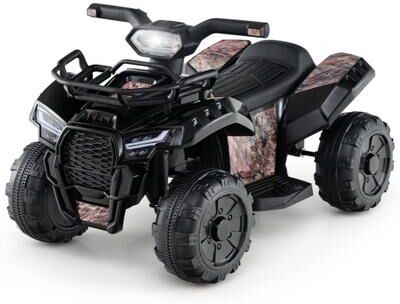 Costway 6V Kids ATV Quad Electric Ride On Car with LED Light and MP3-Solid Black