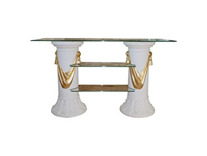 Antikes Wohndesign TV Rack Regal Fernsehschrank TV Schrank Phonoregal HiFi Rack Glas 125cmx40cm mit Ablage