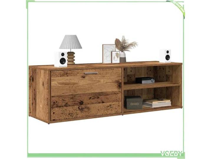 Meuble TV - Vieux bois - 120x34x37 cm - Bois d'ingénierie - Design contemporain