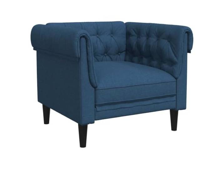 Todiikf Chesterfield Sessel Polstersessel Stoff Blau 78.5x74.5cm Klassischer Clubsessellook mit gerollten Armlehnen für Wohnzimmer und Schlafzimmer, bequeme Schaumstoffpolsterung.