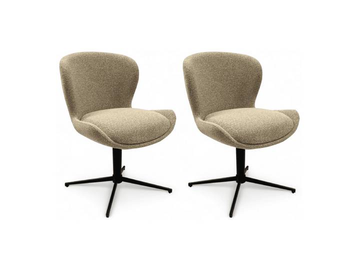 2er Set Esszimmerstühle Nicklas - Drehbar, Stoff Beige