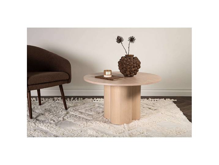 Table basse Olivia Ø 80cm Blanc/Chêne clair