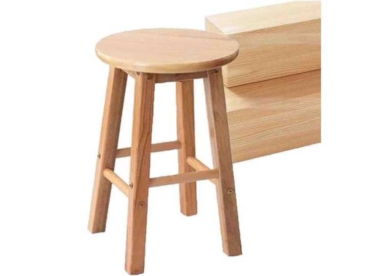 Hocker Höhe 80 cm, runder Hocker, Holzhocker Breiter und abgerundeter Sitz, wasserdichte Oberfläche, einfache Reinigung, robust, bequem für lange (80 cm)