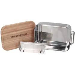 Makita Toolbrothers Lunchpaket mit Isoliertasche + Toolbrothers Fan Edelstahl Brotdose mit Bambus De, Lunchbox, Mehrfarbig