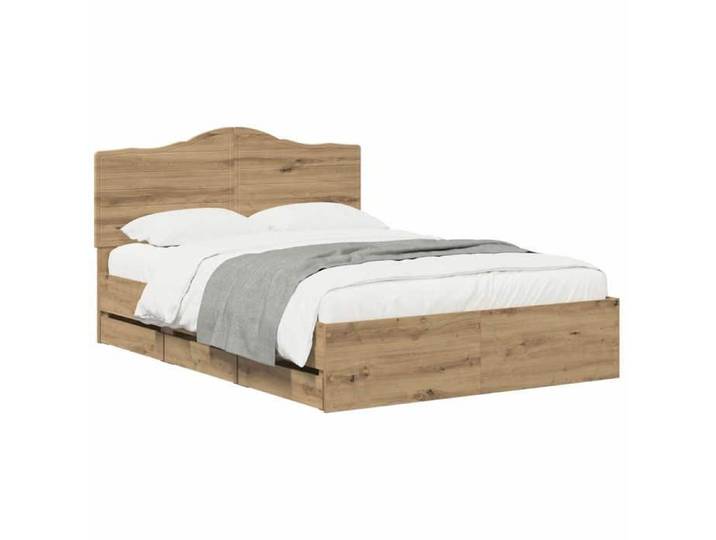 Bed Frame with Storage and Headboard Artisan Oak 140 x 190 cm 3445821
