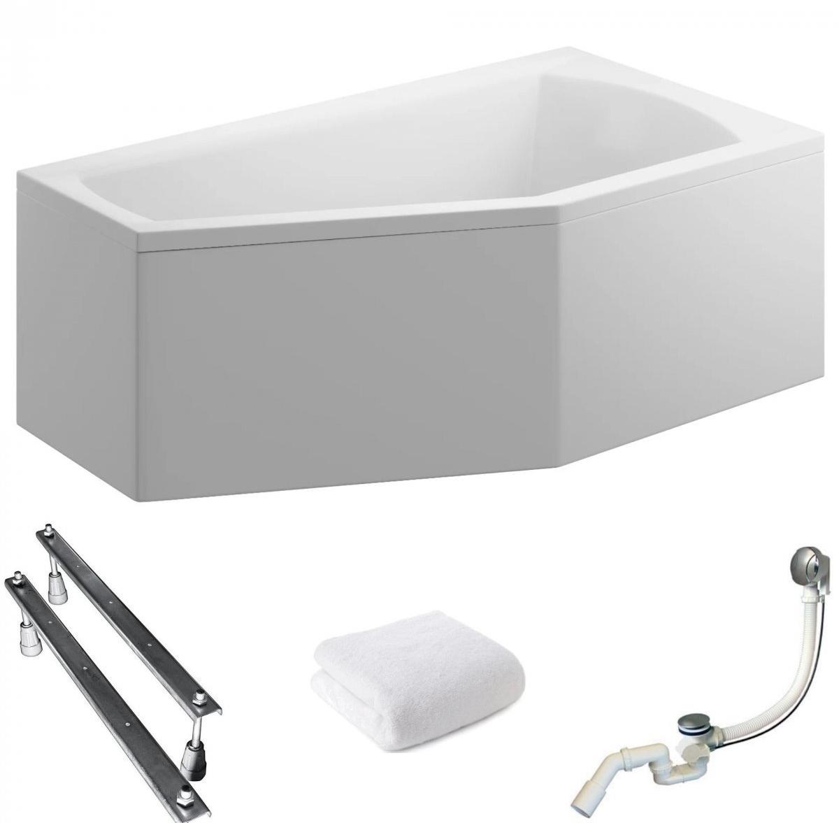 Aqua For You | Polimat Badewanne Selena - 150x90 Cm - Antibakterielle Beschichtung - Asymmetrische Form - Eckbadewanne - Rechts Seite - Acryl