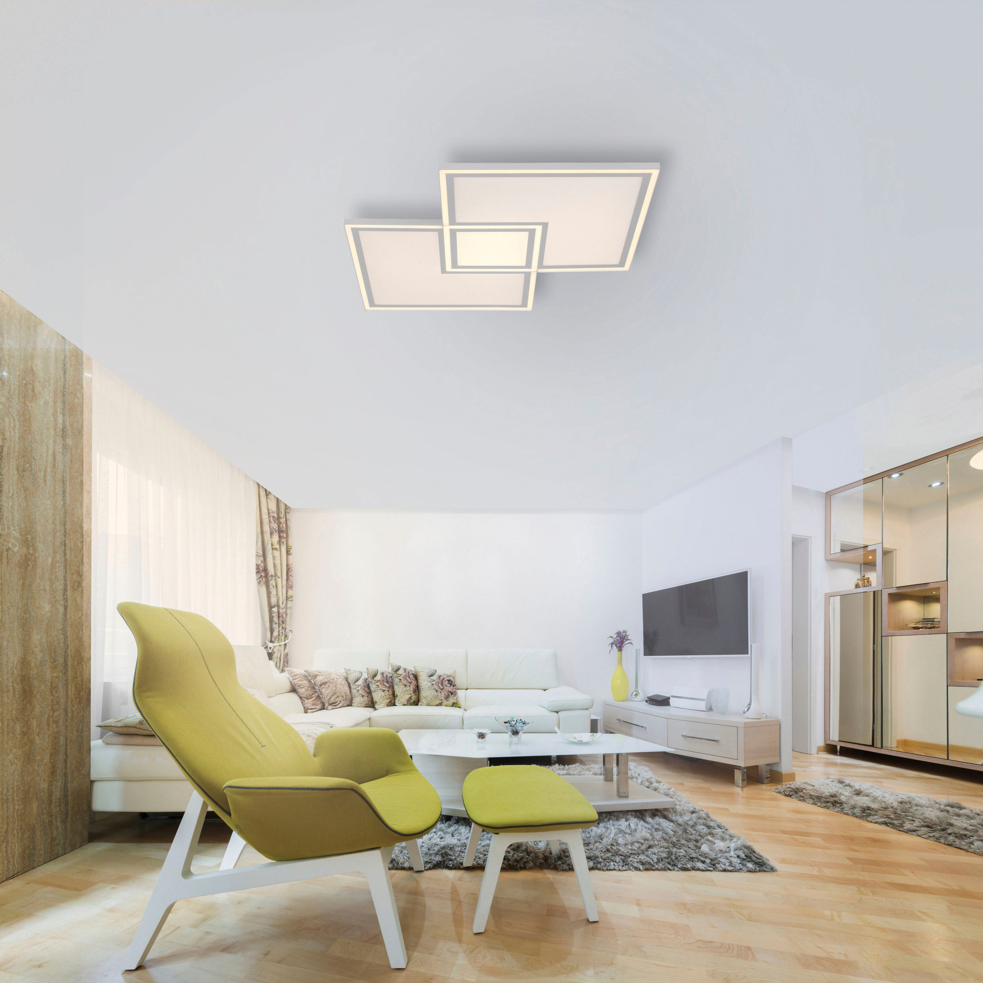JUST LIGHT LED Panel "EDGING", weiß, 1, 1 Stk., Leuchten, dimmbar über Fernbedienung,Fernbedienung, Funk inkl.,Serienschalter, LED Panel