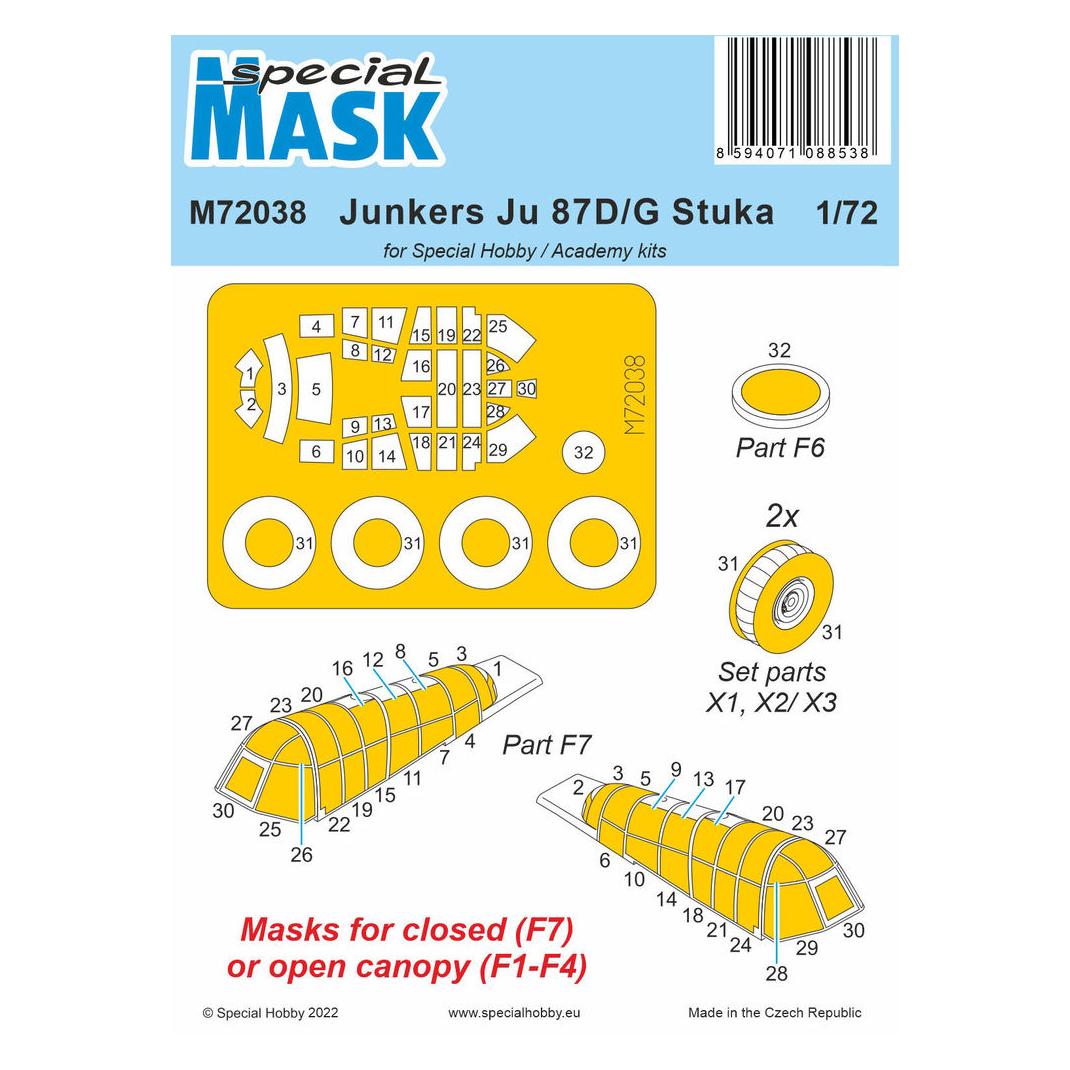 Special Hobby Junkers Ju 87D/G Stuka Mask / for and Academy kits (100-M72038)