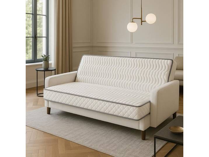 Matelas Mi-Ferme Pour tous Clic clac 140x190 x 15 cm Oreiller Visco - Ressorts Ensachés Haute Résilience - Dim A