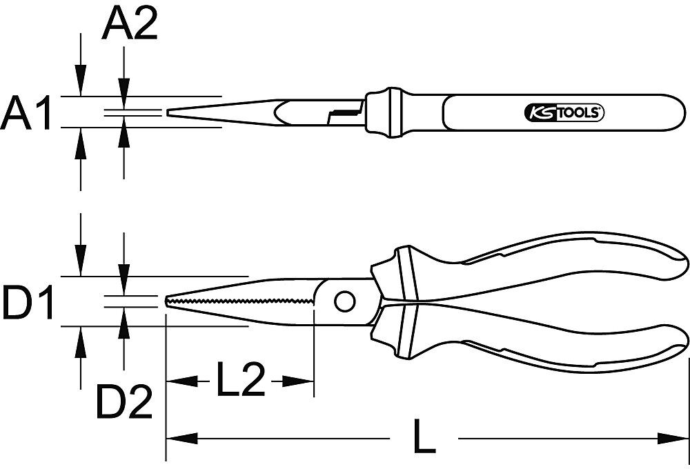 ERGOTORQUE Flachzange, 2-Komponentengriff, Ø 5 mm, Länge 160 mm KS Tools