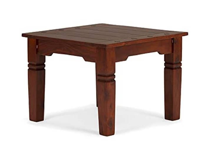 Woodkings Couchtisch Texas 60x60 cm aus massiver Akazie – Quadratischer Sofatisch in Braun mit segmentierter Tischplatte