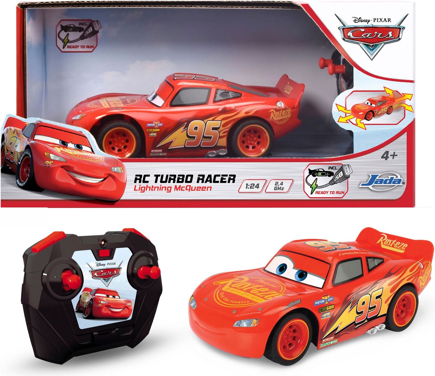 RC-Auto DICKIE TOYS "RC Cars 3 Lightning McQueen Turbo Racer, 2,4GHz", rot, Fernlenkfahrzeuge, Kinder, Kunststoff, RC-Auto