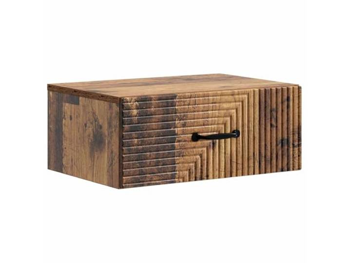KUPTYERFG Wandnachttisch Altholz Optik 49x34,5x20 cm Nachttisch Wand Platzsparender Hängeschrank aus Holzwerkstoff mit Schublade für Schlafzimmer und Wohnzimmer, einfache Wandmontage.