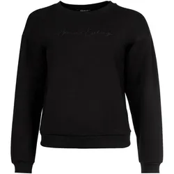 A|X ARMANI EXCHANGE Damen Sweatshirt - Rundhals, Logo-Stickerei, Material-Mix Schwarz / M
