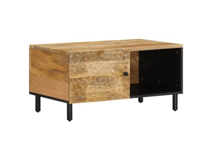 KMVXCVNM Couchtisch 80x50x40 cm Mango Massivholz Wohnzimmertisch Vielseitiger Sofatisch mit Türfach für Ihr Wohnzimmer, stabile Eisenbeine und natürliche Holzmaserung.