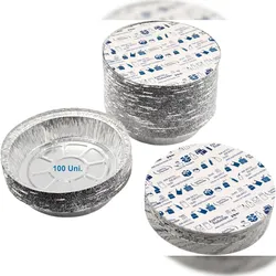 Set von 100 Aluminiumschalen mit Deckel für Lebensmittel, Einweg, 670 ml - Perfekte Verpackung für Grillfeste, Transport von Lebensmitteln