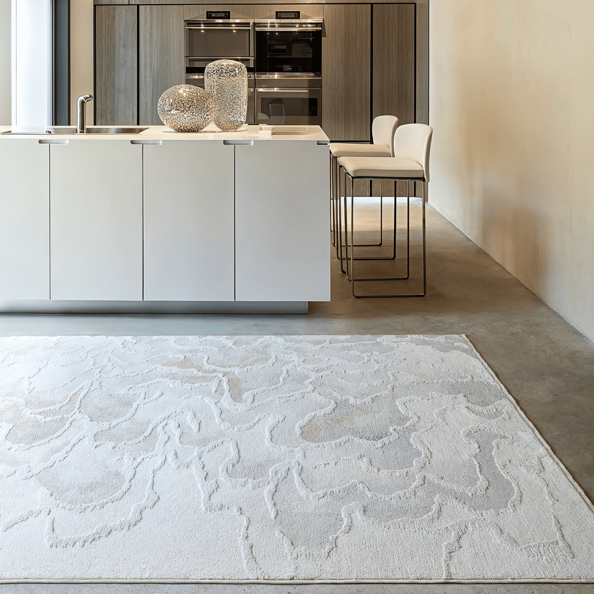 Casablanca Neutral Luxury Metallic Marble Effect Rug, 160x240cm