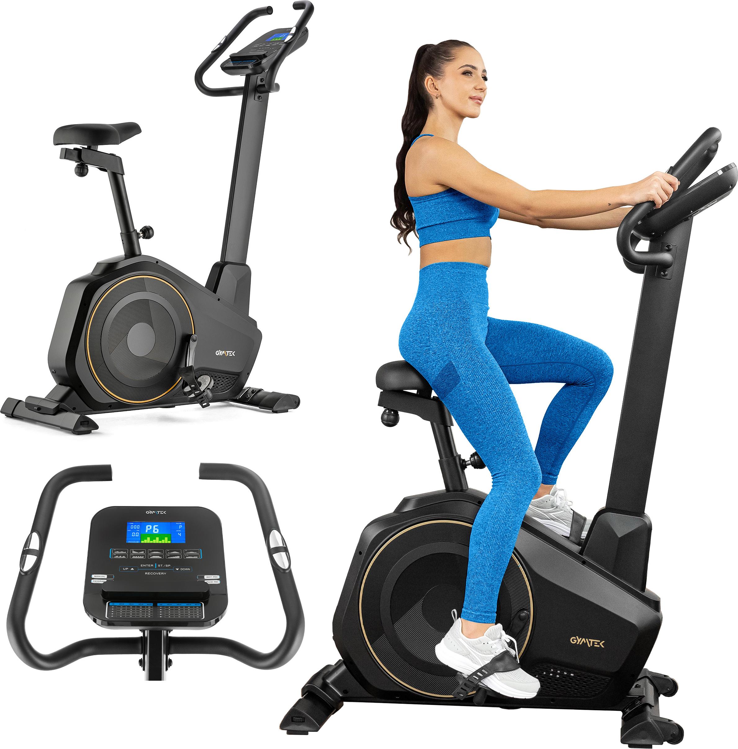Gymtek Elektromagnetischer Heimtrainer, Fahrrad für Zuhause - bis 150kg - 16 Widerstandsstufen, 10kg Schwungmasse - LCD Display - Home Gym Fitness