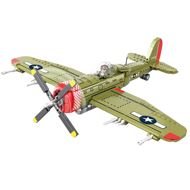 CAYI bouwstenen speelgoedset P47 gevechtsvliegtuig met 511 stuks ABS voor hobbybouwers