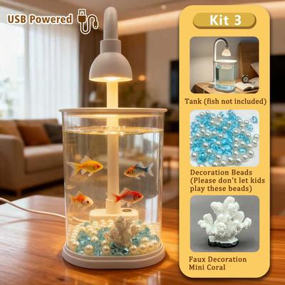 Inspired Living Desktop Aquarium Starter Kit With LED Light Small Betta Fish Tank For Kids, Home & Office 3