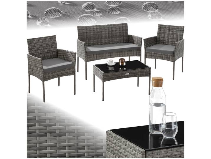Rattan Gartenset Palese für 4 Personen - grau