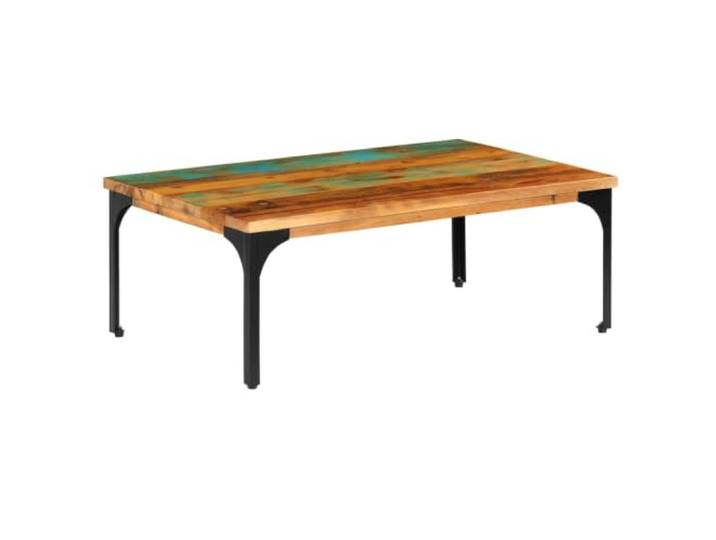 LASWWQMRF Couchtisch Altholz Massiv 100x60x35 cm Beistelltisch Rustikaler Wohnzimmertisch aus echtem Recyclingholz mit robustem Stahlgestell in Schwarz, reine Handarbeit