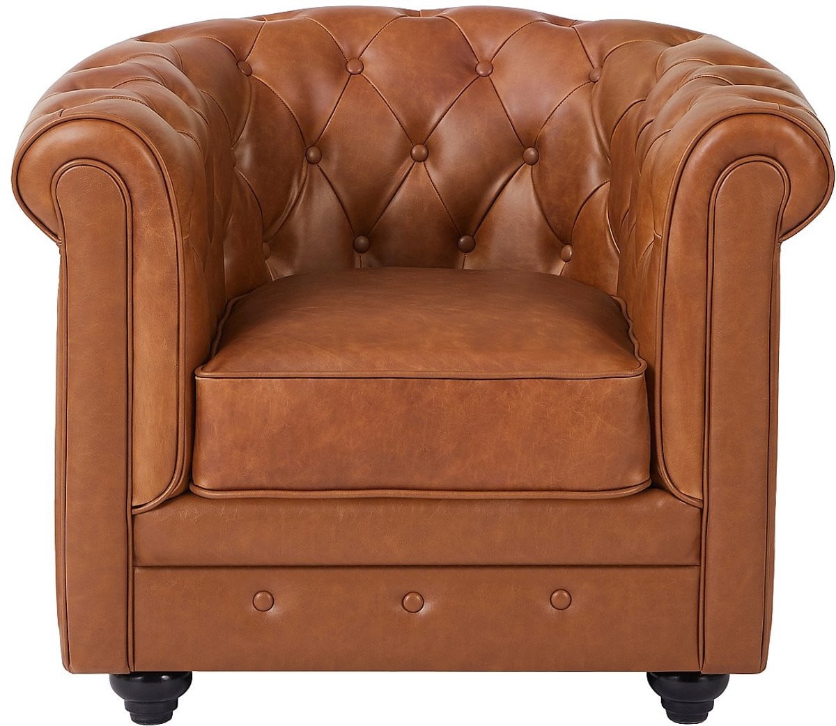 Vente-unique Chesterfield fauteuil van camelkleurig vaarsleer