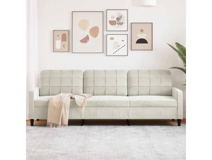 HEFZGDB 3-Sitzer Sofa Creme 210 cm Samt Modernes Wohnzimmer Sofa Bequem Weich mit Metallgestell und Dicker Polsterung für Entspannung Fernsehen Lesen