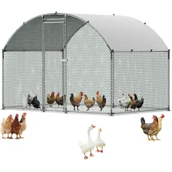 VEVOR Hühnerstall, 3x2x2 m, begehbarer Hühnerauslauf mit Abdeckung, Hühnerhaus mit Doppeldach & Sicherheitsschloss, Enten- & Kaninchenkäfig, Geflügelgehege für Hinterhof, Bauernhof, Hof