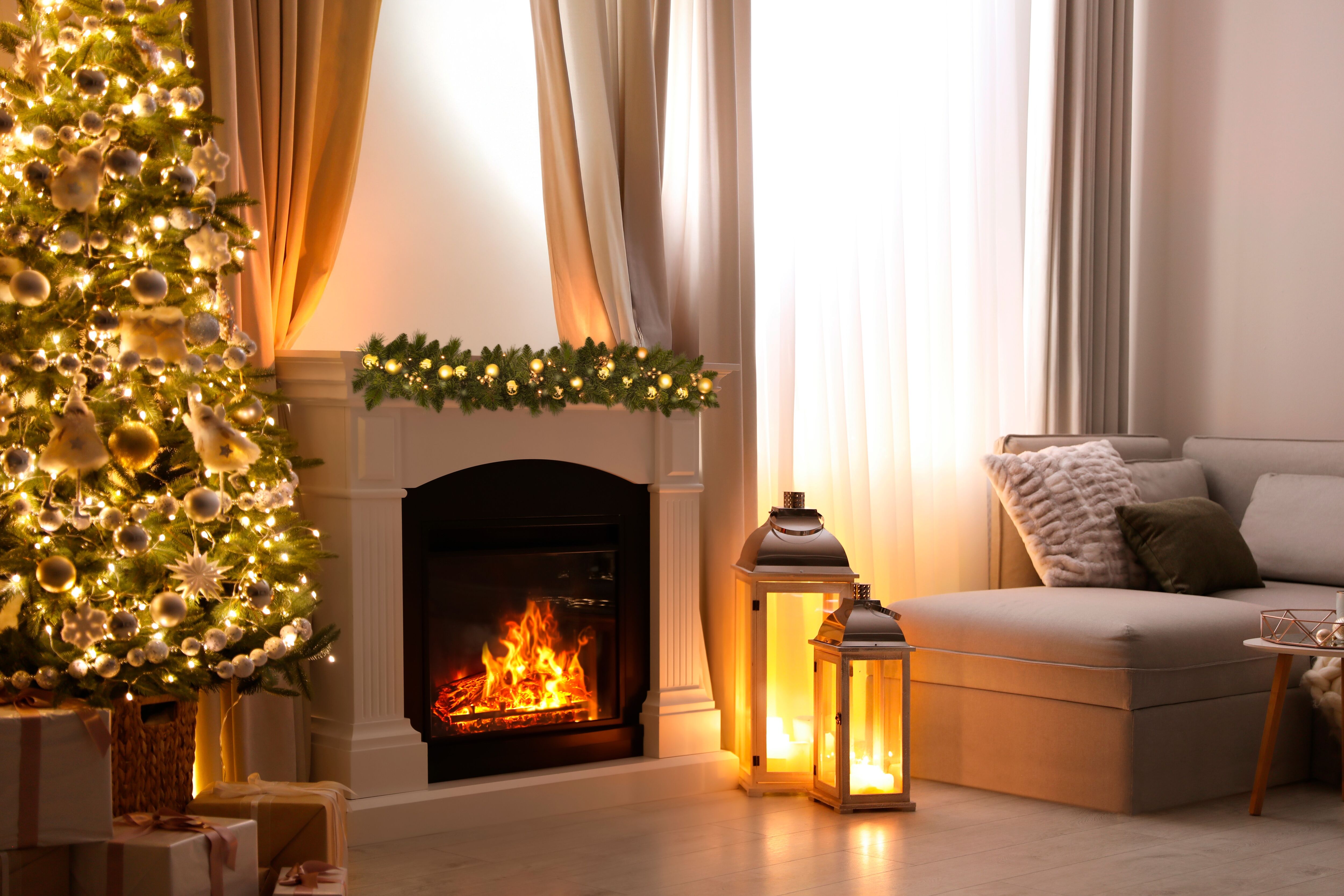 NÄVE LED-Girlande "Noel", grün gold, Dioden 20 Stk., Gesamtlänge 1,2m, Lichterketten, Batteriefach mit Ein- / Ausschalter, inkl. Timer (6on/18off), LED-Girlande