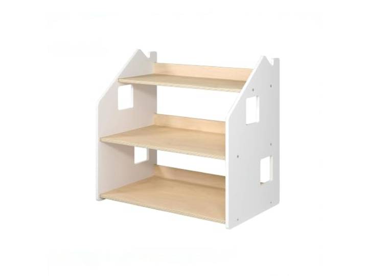 BusyKids Montessori Kinderregal für Spielzeug und Bücher, Holz, natur/weiß Montessori Spielzeugregal aus Birkensperrholz, natur/weiß, mit wasserbasiertem Lack, robust und kindersicher.