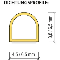 Infraworld Silikon-Profildichtung selbstklebend für Saunen und Infrarotkabinen - 4,5 x 3,8 mm (Zuschnitt - bitte gewünschte Meteranzahl in Stück bestellen)