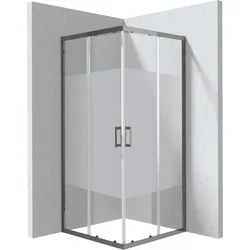 Neuesbad Quadratische Duschkabine, Titan, Streifen Glas Dekor E, 80x80x195 cm NB1DEKYCDE88P1
