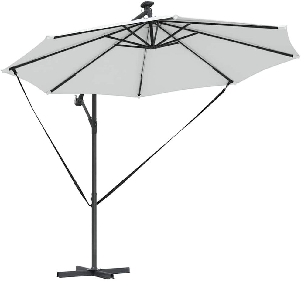 Latitude Run Umbrella with LED Strip Lights Polyester and Aluminium Outdoor Parasol Brown 248cm H x 294cm W x 294cm D
