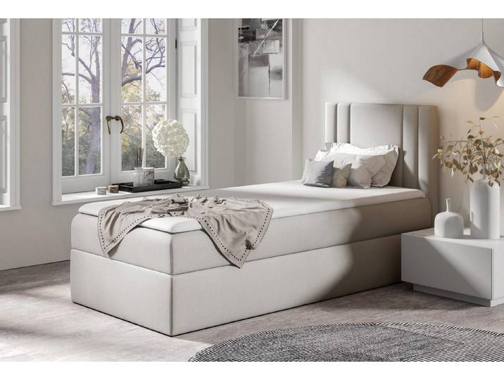 Xlmoebel Boxspringbett Mini Bett Polster Grau für Einzelzimmer und Hotels (1-St., Bett), Hergestellt in Europa