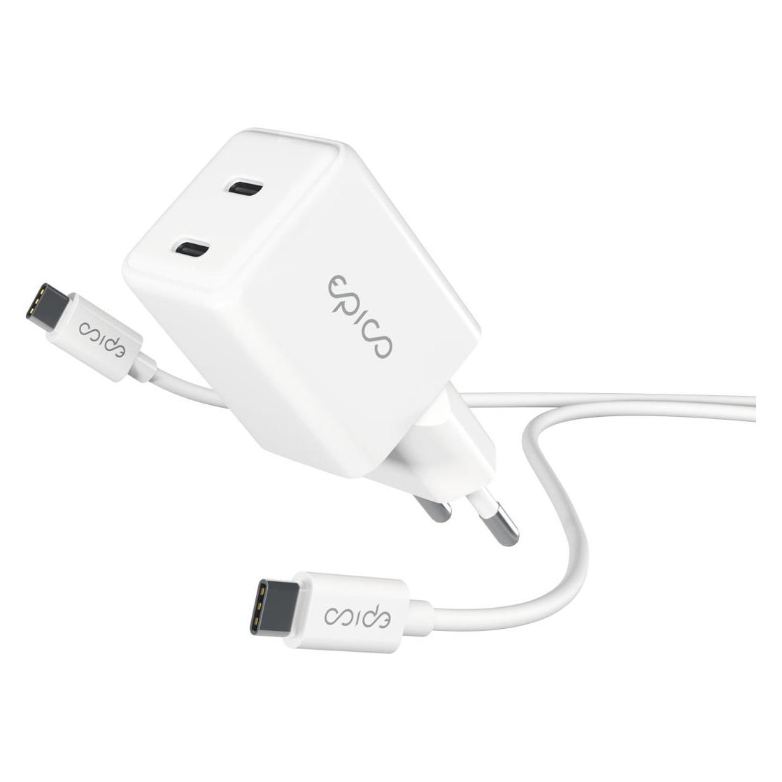 Epico UltraBoost EA35 GaN 35W weiss / Ladegerät mit USB-C-Kabel / 2x USB-C (35 W, 2 Ports) (9915101100211)