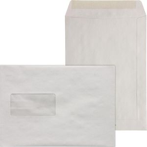 ÖKI Versandtaschen natur, 37223, grau, C5, mit Fenster, nassklebend, aus Papier, 500 Stück