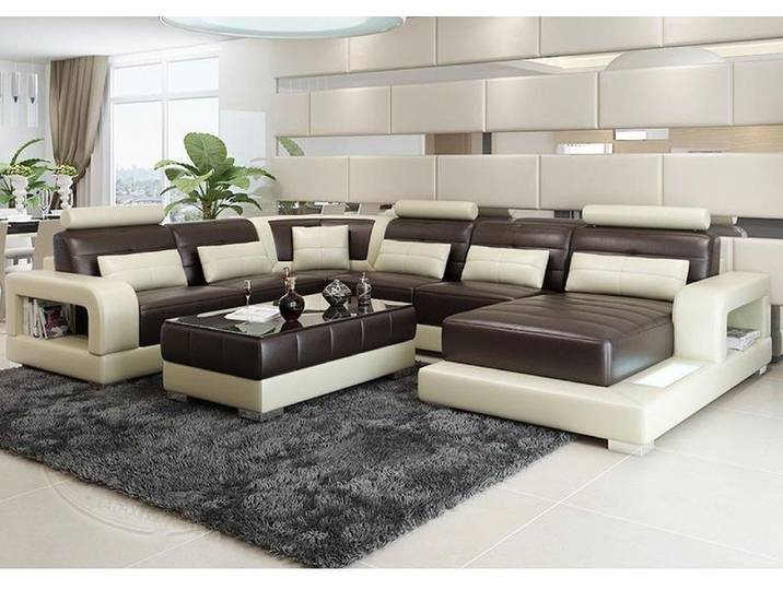 JVmoebel Wohnlandschaft Braunes Leder-Ecksofa mit bequemen Polstern und modernem Design, Made in Europa