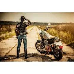 Fototapete PAPERMOON "VINTAGE MOTORRAD-AUTOS AUTO ABSTRAKT DESIGN WANDTAPETE", bunt, B:4,5m L:2,8m, Vlies, Tapeten