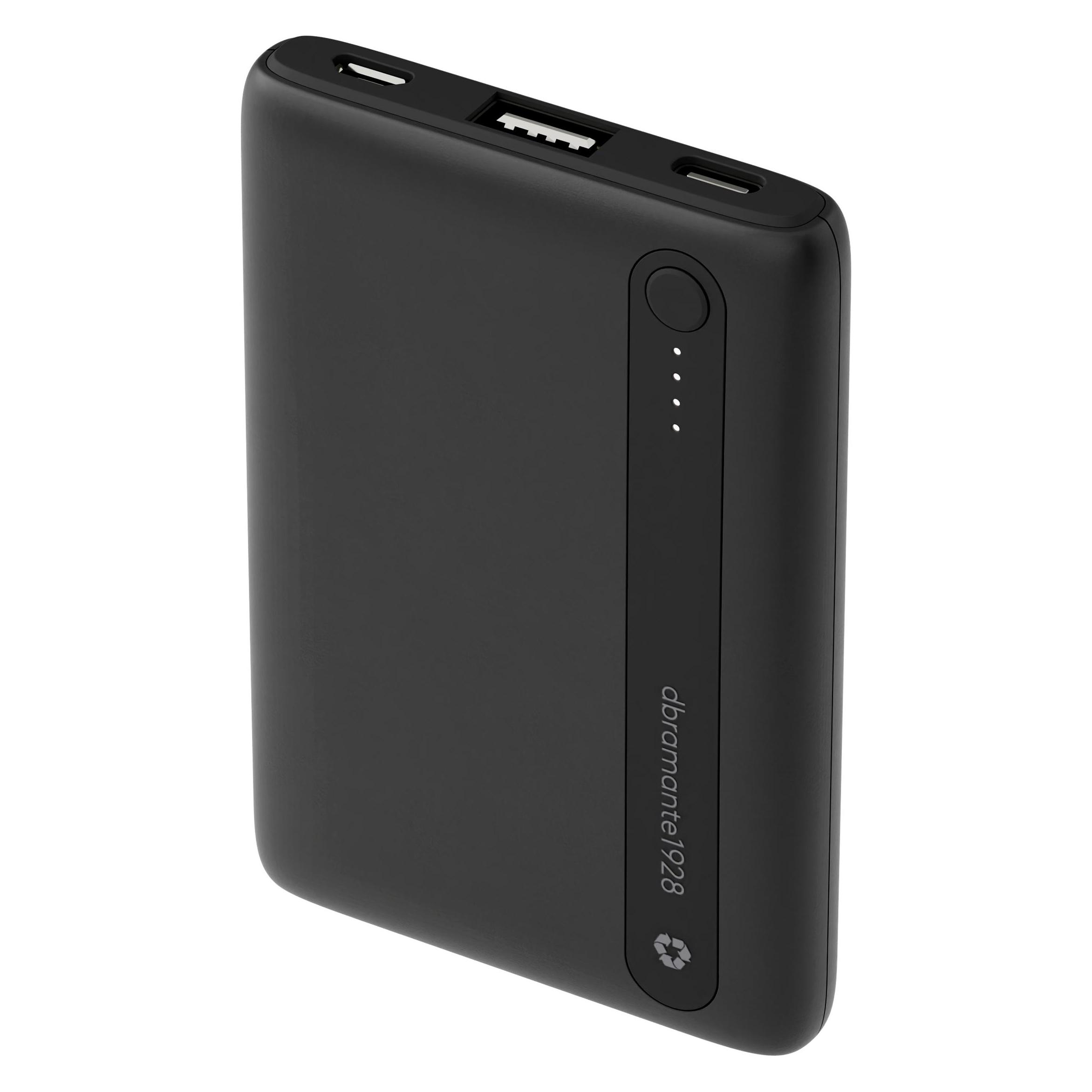 dbramante1928 re-charge - Power Bank - 5K - BLK, 5000 mAh, Lithium Polymer (LiPo), Schwarz (5000 mAh, 18.50 Wh) (CP05ACBL7108)
