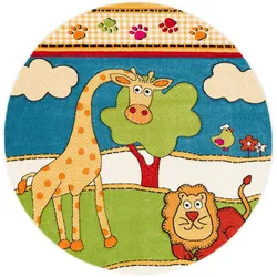 Pergamon, Kinderteppich, Kinder Teppich Savona Kids Lustige Zoowelt Rund (200 cm)